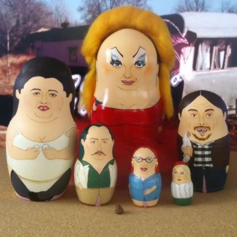 Awesome ‘Pink Flamingos,’ ‘Female Trouble’ and ‘Polyester’ nesting doll sets | Dangerous Minds Harris Glenn Milstead, Female Trouble, Dangerous Minds, John Waters, Russian Nesting Dolls, Bad Taste, Doll Set, Hippie Art, Nesting Dolls