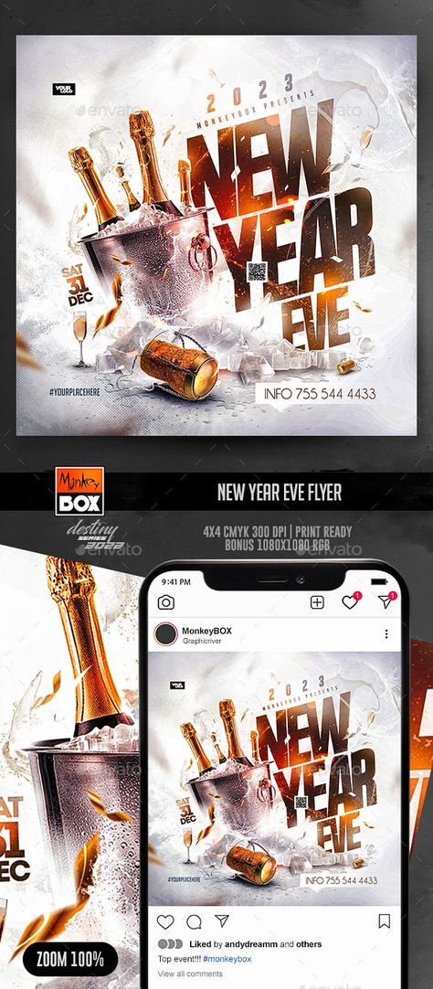 New Year Flyer Design, New Year's Eve Flyer, New Year Party Flyer, New Year Flyer, Palette Challenge, Party Flyers, Color Palette Challenge, New Year Eve, Club Poster