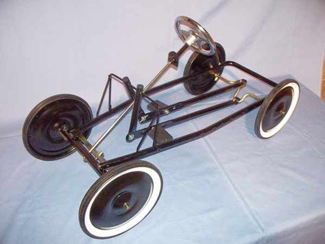 DIY kit to build a pedal car. This kit contains parts for the chassis only. Assembly required. Soap Box Cars, Peddle Car, Vintage Pedal Cars, Car Wheels Diy, Car Chassis, Solar Car, Pedal Car, Car Wheels Rims, Car Frames