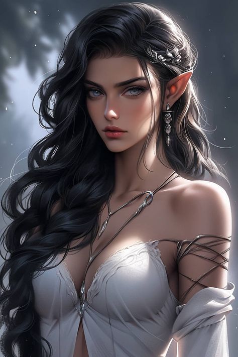 Elves Female Beautiful, Have A Wonderful Sunday, Female Elf, Aesthetic Goth, Dark Artwork, Animation Artwork, Digital Portrait Art, Female Character Design, Digital Art Girl