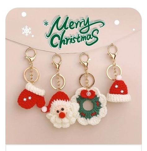 Crochet Santa, Festive Holiday Decor, Fabric Ornaments, Crochet Keychain, Keychain Set, Doll Gift, Wreath Designs, Christmas Hat, Mua Sắm