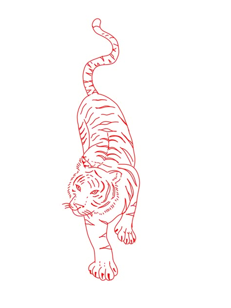 Aesthetic Tiger Drawing, Tiger With Hearts Tattoo, Dainty Tiger Tattoo For Women, Tiger Tattoo Back Woman, Fine Line Tattoo Tiger, Tiger Drawing Tattoo, Crouching Tiger Tattoo, Fineline Tiger Tattoo, 2 Tiger Tattoo