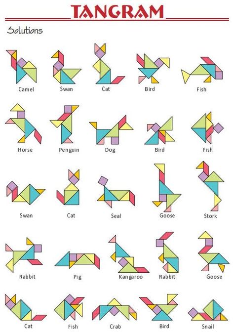 Paper Craft Ideas for Teaching Resources | Paper Embossing Techniques: Add Dimension Tangram Patterns, Beginning Math, Tangram Puzzles, Preschool Units, Animal Worksheets, Math Manipulatives, Math Projects, Math For Kids, Math Skills