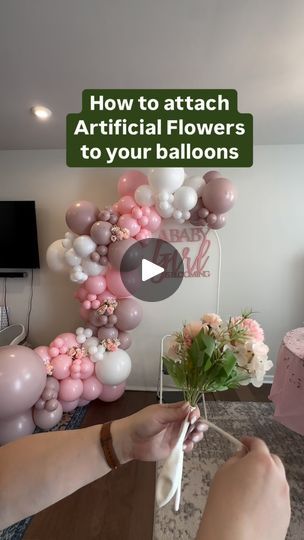 How To Add Flowers To Balloon Garland, Pink Flower Balloon Arch, Tulle Balloons With Flowers, Welcome Sign With Balloons And Flowers, Balloon Garland With Flowers, Balloons With Flowers, Balloon Arch With Flowers, Flowers Inside Balloons, Balloon Tips