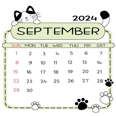 Cute September Calendar 2024, 2024 Monthly Calendar, Calendar September, Cute Cat Sleeping, Calendar Png, September Calendar, Logo Cloud, Transparent Clipart, Marketing Poster