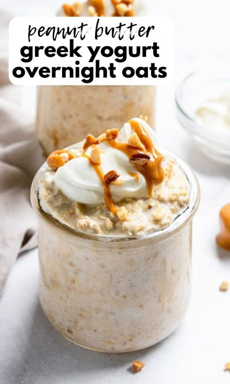 Greek Yogurt Overnight Oats, Overnight Oats Greek Yogurt, Overnight Oats With Greek Yogurt, Oats With Greek Yogurt, Yogurt Overnight Oats, Peanut Butter Greek Yogurt, Pudding Recept, Oats With Yogurt, Greek Yogurt And Peanut Butter