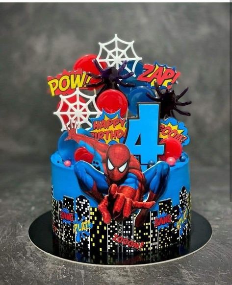 Spiderman Cake Ideas Spider Man 3rd Birthday, Spiderman Cake Designs For Kids, Birthday Cake For Boys 4th, Spiderman Cake Birthday Boys, Spiderman Cakes For Boys, Spider Man Cake Design, Spiderman Cake Birthday For Kids, Spiderman Cake Topper Printable, Spider Man Cake Ideas