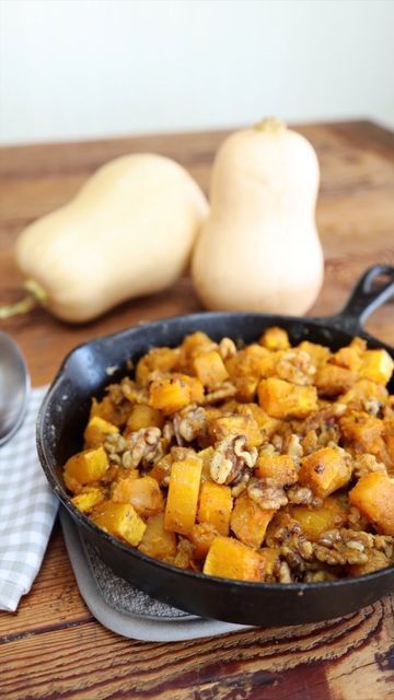 Jim & Joelle on Instagram: "I rarely buy nuts, but this time of year, we always have walnuts on hand just to make this dish! Peel and dice one butternut squash. Roast with salt at 425 degrees for roughly 30 minutes until soft. As the squash is finishing in the oven, sauté one heaping cup of walnuts over medium heat, stirring often so they don’t burn. Once the walnuts begin to be a toasted brown and you can smell them cooking, remove from heat. Add a few tablespoons of butter to the hot walnut How To Roast Squash, Butternut Squash Side Dish, Butternut Squash Benefits, Roast Squash, Butternut Squash Muffins, Roast Butternut Squash, Squash Muffins, Mashed Squash, Butternut Squash Lasagna