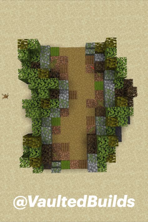 Overgrown Enchantment Area Minecraft, Mangrove Root Builds Minecraft, Minecraft Building Ideas Paths, Mangrove Roots Minecraft, Minecraft Pathway Ideas Cottagecore, Medieval Pathway Minecraft, Minecraft Hole In The Ground, Minecraft Park Design, Wooden Wall Minecraft