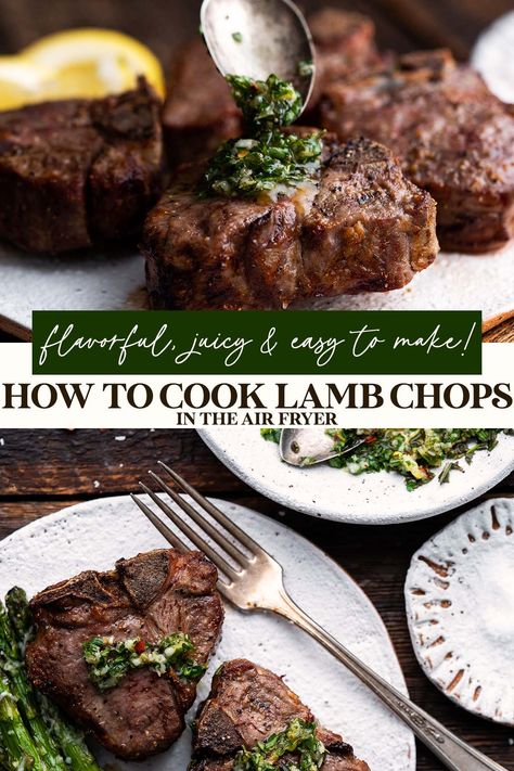 How To Cook Lamb Chops In Air Fryer, Lamb Chops Recipe Air Fryer, Air Fryer Lamb Shoulder Chops, What Goes With Lamb Chops, Air Fryer Lamb Chop Recipes, Lamb Chops In Air Fryer, Air Fryer Lamb Chops, Cook Lamb Chops, Garlic And Herb Sauce