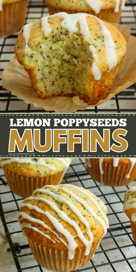 You'll love these easy Lemon Poppy Seed Muffins for your Easter brunch recipes! This best muffin recipe is made with sour cream, lemon zest, lemon juice, and a lemon glaze! Learn how to make this and enjoy moist and delicious muffins! Lemon Poppyseed Muffins Easy, Muffins With Sour Cream, Lemon Poppy Muffins, Lemon Recipes Easy, Poppy Seed Muffin Recipe, Lemon Poppy Seed Muffins Recipe, Freeze Muffins, Lemon Poppy Seed Muffins, Muffin Flavors