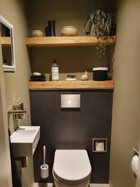 Small Toilet Design, Small Downstairs Toilet, Toilet Room Decor, Wc Design, Small Toilet Room, Guest Toilet, Downstairs Toilet, Modern Toilet, Toilet Room