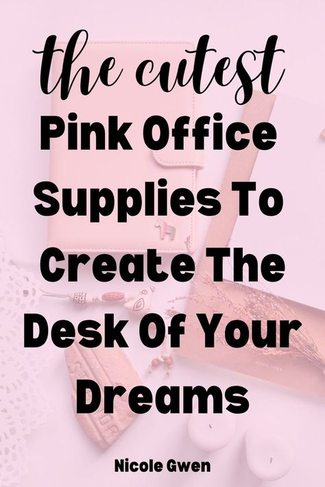 pink office supplies Pink And White Home Office Ideas, Shabby Chic Desk Decor, Pink Home Office Ideas Glam, Pink Desk Decor Work Spaces, Pink And Grey Office Decor, Cute Desk Setup Office Ideas, Pink Cubicle Decor Work Spaces, Pink Office Aesthetic Business, Girly Office Ideas Workspaces