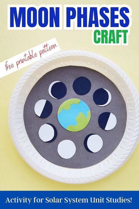 Moon Phases Craft, Solar System Unit Study, Moon Template, Outer Space Crafts For Kids, Moon Phases Activities, Outer Space Crafts, Solar System Unit, Solar System Activities, Moon Activities