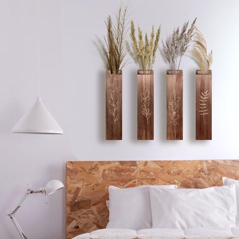 4 Pack Wood Indoor Wall Planter, Modern Wall Decor for Living Room Bedroom, Farmhouse Pocket Wall Vases for Dried Flowers and Faux Greenery Plants - Brown https://digivirt.co/products/4-pack-wood-indoor-wall-planter-modern-wall-decor-for-living-room-bedroom-farmhouse-pocket-wall-vases-for-dried-flowers-and-faux-greenery-plants-brown DigiVirt #Bestseller Indoor Wall Planter, Wall Vase Decor, Wall Vases, Wall Planters Indoor, Vertical Wall Planters, Wooden Vase, Wall Vase, Wooden Planters, Farmhouse Wall Decor