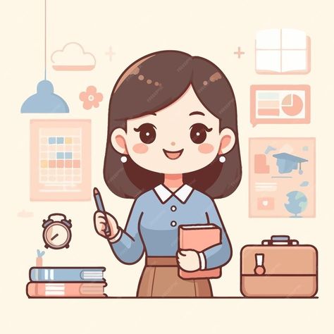 Premium Vector | A woman is standing in front of a collection of books and a clock Guru Aesthetic, Aesthetic Highlight Covers Instagram Pink, Aesthetic Highlight Covers, Book Clock, Cute Easy Doodles, Easy Doodles, Stationery Templates, Business Card Maker, Poster Maker