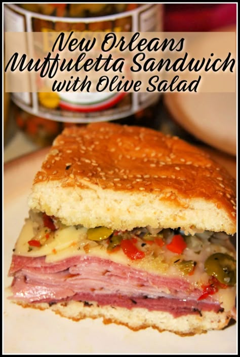 Muffaletta Recipe, Muffuletta Recipe, Muffaletta Sandwich, Muffuletta Sandwich, Best Sandwich Recipes, Olive Salad, Louisiana Recipes, Craps, Cajun Recipes