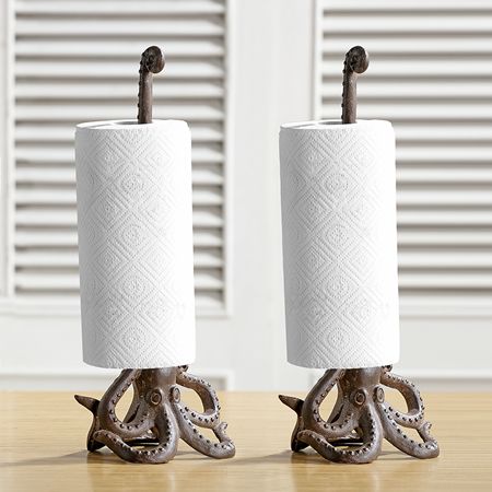 Octopus Paper Towel Holders, Set of 2, SPI-San-Pacific-International-All-Products, 64003 - AllSculptures.com Paper Towel Holders, Black Forest Decor, Towel Holders, Unusual Home, Kitchen Paper, Coastal Kitchen, Paper Towel Rolls, Paper Towel Holder, Napkin Holder