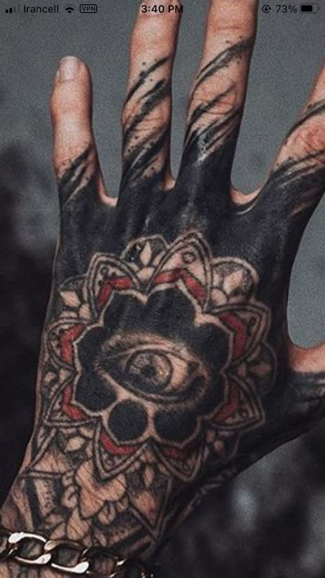 Blacked Out Hand Tattoo, Dark Knee Tattoo, Black Work Hand Tattoo, Black Out Finger Tattoo, Black Out Hand Tattoo Designs, Black Out Hand Tattoo, Gothic Hand Tattoo Men, Creepy Hands Tattoo, Dark Hand Tattoos