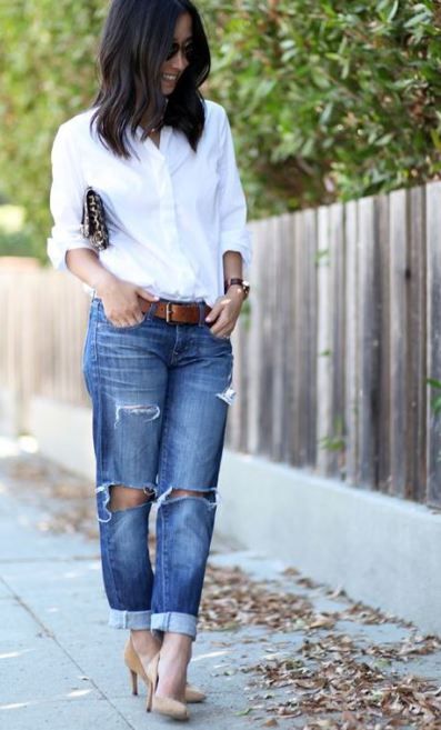 this boyfriend jeans outfit is so cute! Comfy Jeans Outfit, Boyfriend Jeans Outfit, Plaid Pants Women, Best Jeans For Women, Comfy Jeans, Trendy Swimwear, Outfit Jeans, Mode Casual, Outfit Trends