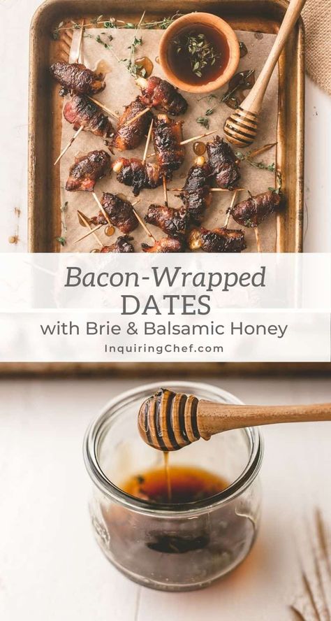 Brie And Date Appetizer, Bacon Covered Dates, Brie Stuffed Dates, Bacon Wrapped Dates With Cream Cheese, How To Use Dates, Bacon Wrapped Stuffed Dates, Special Appetizers, Bacon Dates, Creamy Brie