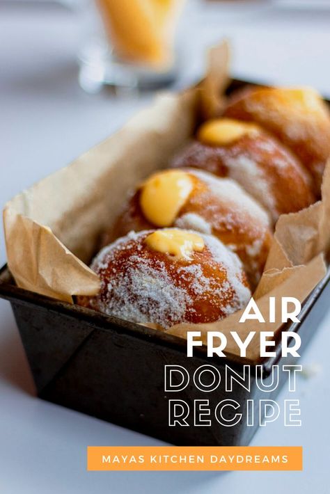 Air Fried Donut, Air Fryer Malasadas, Doughnuts In Air Fryer, Airfryer Doughnut Recipes, Air Fryer Donuts From Scratch, Air Fry Donut Recipe, Donuts In Air Fryer, Airfryer Donut Recipes, Air Fryer Doughnut Recipes