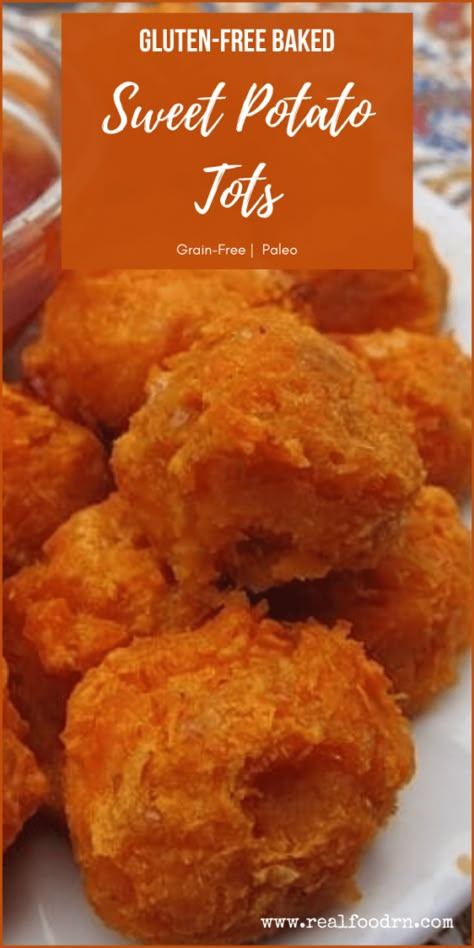 Gluten Free Tater Tots, Sweet Potato Puffs Air Fryer, Sweet Potato Freezer Recipes, Kids Sweet Potato Recipes, Baked Sweet Potato Air Fryer, Mcas Recipes, Pretzel Hershey Kiss, Gluten Free Sweet Potato Recipes, Sweet Potato Puffs Recipe