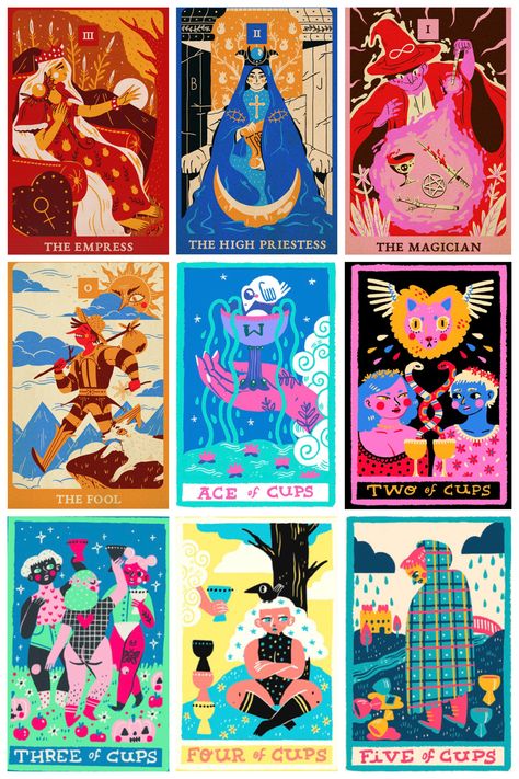 Fanart Tarot Cards, Cartoon Tarot Cards, Tarot Illustration Design, Tarot Website, Shape Graphic Design, Tarot Cards Design, Tarot Card Illustration, Tarot Cards Art Illustration, Square Illustration