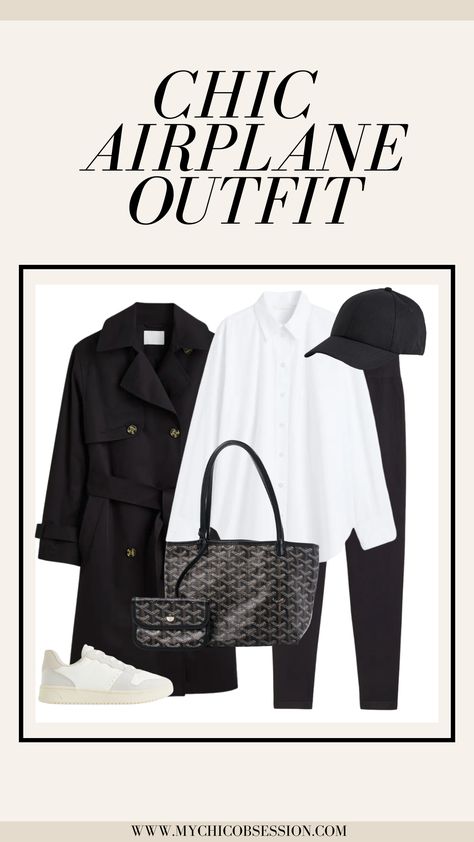 Ready for Takeoff? Here Are Chic Airplane Outfits for Your Next Trip - MY CHIC OBSESSION Black And White Airport Outfit, Minimalist Airport Outfit, Black And White Travel Outfits, Winter Plane Outfit, Blazer Travel Outfit, Airport Outfit Comfy Winter, Airport Outfit Elegant, First Class Travel Outfit, Plane Outfit Airport Style