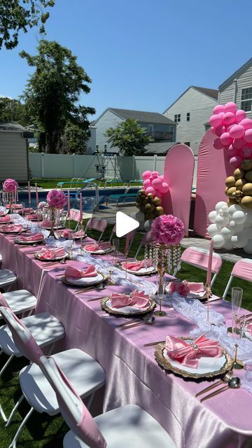 @itsjustkiara_ on Instagram: "@kayskreativevisions_ did a set up for Baby Zuri's Sip and See🫖✨ 
Today's set up includes a table landscape, a balloon backdrop set up, and a complimentary picnic table for the little ones. 

Book Today💕
.
.
.
#hamptonroadseventplanner #decor #teaparty" Decorating Ideas For Tables Party, Party Table Setup For Small Space, Table Set Up For Party Layout Birthday, Pink Party Table Set Up, Tea Party Setup Ideas, Party Tables Ideas, Picnic Table Set Up, Party Set Up Ideas Layout, Table Set Up For Party Layout