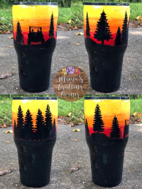 Sunrise Tumbler Ideas, Tumbler Cups With Handle, Manly Cup Designs, Men’s Epoxy Tumbler, Epoxy Cups Ideas Funny, Resin Tumblers For Men, Tumbler Drawing Ideas, Sunset Tumbler Ideas, Mens Tumbler Ideas