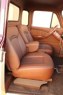 1951 Chevrolet 3100 - Inspiration can be found anywhere - even at a mall Vintage Chevy Trucks, Car Interior Upholstery, Studebaker Trucks, Automotive Upholstery, Custom Car Interior, Chevrolet 3100, Classic Pickup Trucks, Car Upholstery, Truck Interior