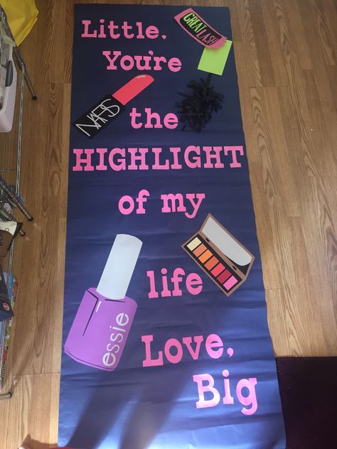 Sorority door dec decoration makeup big little Big Little Door Decorations, Sorority Door Decorations, Sorority Decor, Sorority Decorations, Front Door Makeover, Theta Phi Alpha, Sorority Paddles, Big Lil, Phi Sigma Sigma