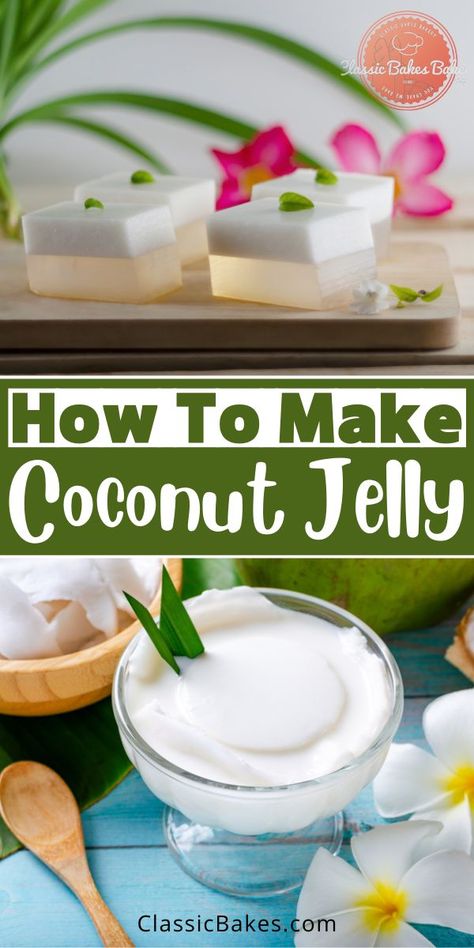 Coconut Panna Cotta Recipe, Vietnamese Drinks, Gelatine Recipes, Coconut Jelly Recipe, Philipino Food, Coconut Jello, Coffee Macarons, Jelly Food, Almond Jelly