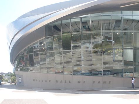 Nascar Hall of Fame in uptown Charlotte. Nascar Decor, Daytona Nascar, Nfl Hall Of Fame, Nascar Hall Of Fame, Living In North Carolina, Nascar Champions, North Carolina Homes, Queen City, Just A Game