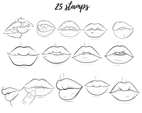 Face Stamps Set Procreate Procreate Full Face Brushes Set Face Templates Set For Artists Face Stamps, How To Draw Lips, Draw Lips, Anime Lips, Face Brushes, Face Brush Set, Eyebrow Stamp, Face Template, Mouth Drawing