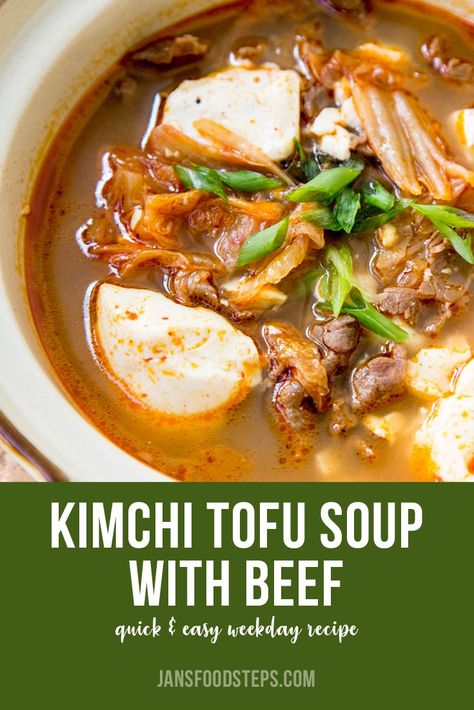 Tofu Beef Stew, Korean Soup Recipes Simple, Aapi Recipes, Tofu Soups, Kimchee Soup, Kimchi Tofu Soup, Korean Tofu Soup, Korean Beef Soup, Soondubu Jjigae