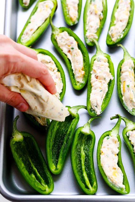 Baked Jalapeño Poppers Jalapeno Poppers Oven, Baked Jalapeño Poppers, Jalapeno Poppers With Sausage, Jalapeño Poppers Recipe, Baked Jalapeno Poppers, Best Jalapeno Poppers, Pepper Poppers, Bacon Jalapeno Poppers, Cookie And Kate