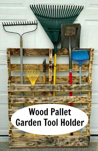 Stand it on end and you have a DIY wood pallet garden tool holder. Wooden Pallet Garden, Pallet Potting Bench, Garden Tool Holder, Yard Tools, Garden Tool Storage, Potting Bench, Pallet Garden, Pallets Garden, Diy Holz