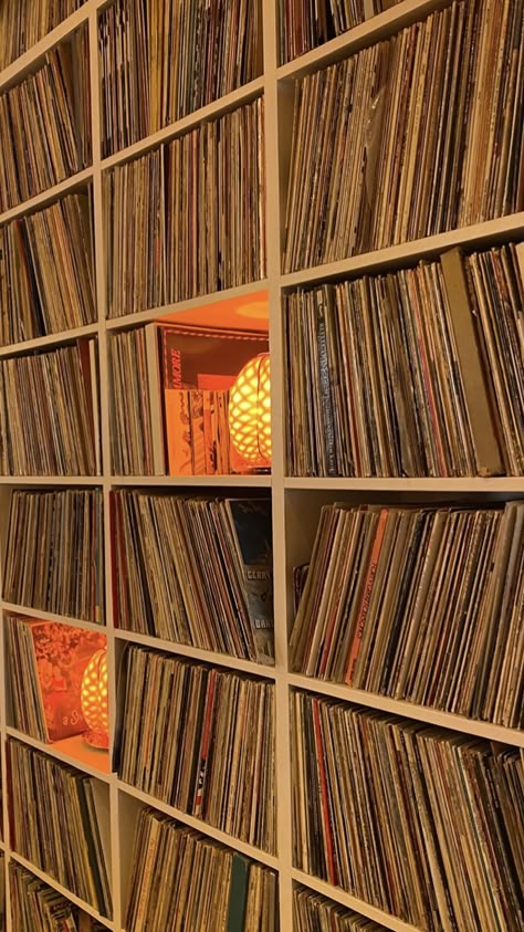 Vinyl Collection Aesthetic, Record Collection Display, Record Room Ideas, Vinyl Record Room, Vinyl Records Storage, Turntable Furniture, Records Storage, Vinyl Shelf, Vinyl Room