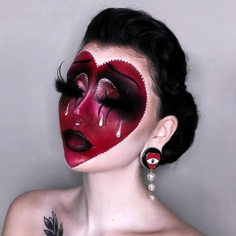 Makeup Looks To Try, Makeup Clown, Drag Make-up, Sugarpill Cosmetics, Face Paint Makeup, Face Art Makeup, Valentines Day Makeup, Horror Makeup, Halloween Makeup Inspiration