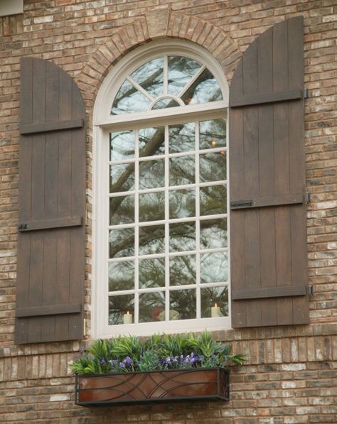 Exterior House Updates, Arched Shutters, Window Shutters Diy, Exterior Wall Panels, Board And Batten Exterior, Outdoor Shutters, Window Shutters Exterior, Best Exterior Paint, Exterior Window