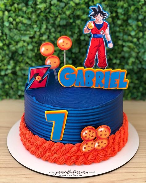 Priscila Ferreira on Instagram: “Bolo Dragon Ball Z 💥 Não ficou maravilhoso? 💙 E toda essa lindeza para comemorar os 7 aninhos do Gabriel 🧡 . . O sabor escolhido foi:…” Dragon Ball Z, Dragon Ball, Naruto, Birthday Cake, Cake, Birthday, Pins, On Instagram, Instagram