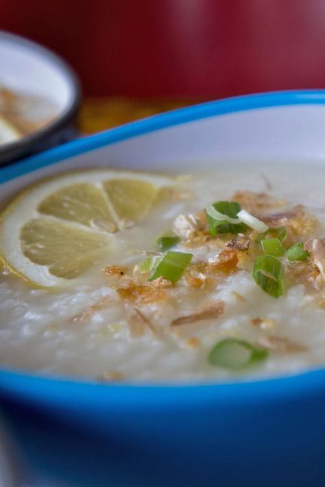 NYT Cooking: As any Filipino mother will tell you, the magic of lugaw comes in its restorative properties. This recipe, adapted from the version served at Uncle Mike's Place, a diner in Chicago, is not supposed to be a wallop of flavors. Approach it as a savory oatmeal, with notes of ginger and chicken peeking through the warm, soothing creaminess. The key is constant stirring duri... Lugaw Recipe, Savory Oatmeal, Uncle Mike, Rice Porridge, Nyt Cooking, Citrus Chicken, Chicken And Dumplings, Filipino Recipes, Asian Cooking