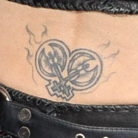 joan-jett-lower-back-tattoo Labrys Tattoo, Caduceus Tattoo, Ripped Skin Tattoo, Sunflower Tattoo Meaning, Venus Tattoo, Feather With Birds Tattoo, Swirl Tattoo, Texas Recipes, Children Of The Revolution