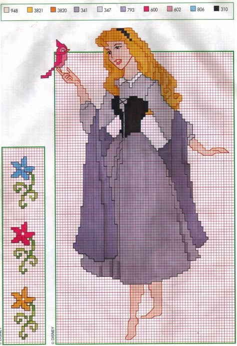 sleeping beauty aurora Stitch Character, Disney Cross Stitch Patterns, Cross Stitch Boards, Cross Stitch For Kids, Stitch Cartoon, Disney Cross Stitch, Crochet Cross, Disney Stitch, Cross Stitch Patterns Free