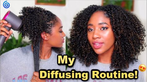 How To Diffuse Curly Hair Black, Stretched Curls Natural Hair, Natural Hair Diffuser Wash And Go, Diffuser On 4c Hair, Loose Natural Curls Hairstyles, Diffuse Curly Hair Natural Curls, Diffuse Natural Hair, Diffuser Curls, Natural Hair Wash And Go