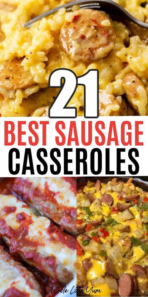 Dinner Meals For Family, Sausage Casseroles, Italian Sausage Casserole, Easy Sausage Casserole, Ground Sausage Recipes, Meals For Family, Sausage Casserole Recipes, Pork Sausage Recipes, Bratwurst Recipes