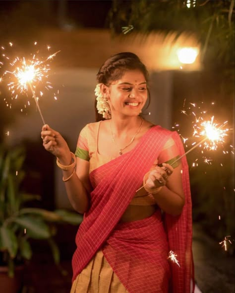 Deepavali Pose Ideas, Diwali Poses For Women With Crackers, Deepawali Photoshoot, Deepavali Photoshoot Ideas, Diwali Stills, Diwali Poses With Crackers, Diwali Photo Pose Ideas, Festive Photo Ideas, Diwali Photography Ideas