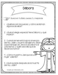 Débora - De los tales Printable Bible Activities, Kids Church Lessons, Easter Sunday School, Bible Quiz, Bible Activities For Kids, Bible Printables, Bible Study For Kids, Bible Crafts For Kids, Bible Time